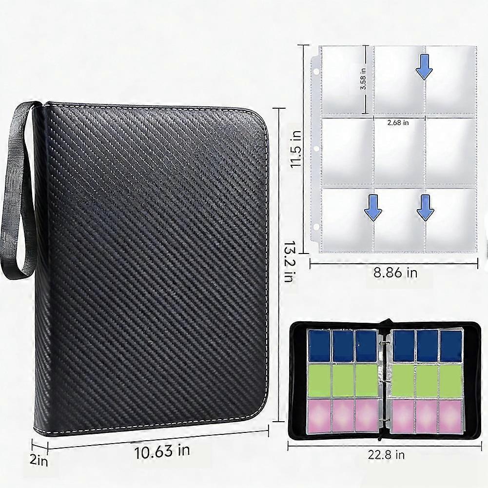 9 Pocket Trading Card Binder, Holds 1080 Cards , Zipper PU Card Folder Holder for MTG, TCG, Baseball, Sports Cards