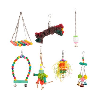 Ensemble de Jouets pour Perroquets Colorés à Grimper et à Mâcher Balançoires pour Perruches Calopsittes Inséparables