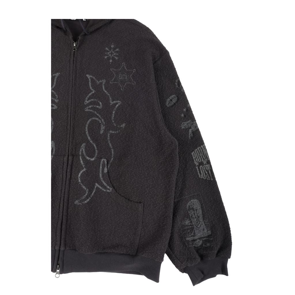 Ertr Rodeo Hoodie Zip Up Charcoal