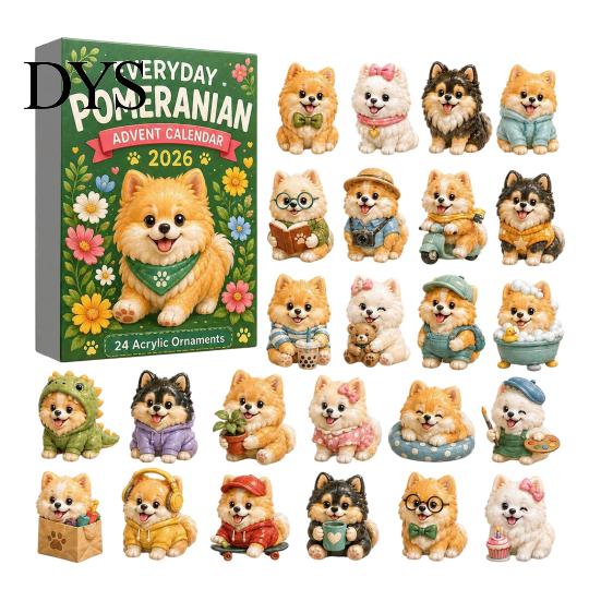 Acrylic Hanging Decorations Dog Advent Calendars 2026, Cute 24 Days Christmas Countdown Tree Pendant Calendar, 2D Collectible Figures for Lovers,