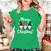 Merry Christmas Gnomes Print Womens Tshirt Fashion Casual Holiday Party Female Tops Tees Short Sleeve Tshirt Women Xmas Gift
