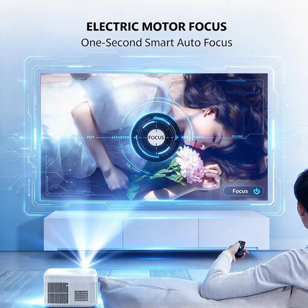 Vivicine K6 Native 1080P Android 9.0 Smart Projector, 600 ANSI Lumens, 4-Point Electric Keystone, Max 200 Inch Home Theater Projector