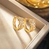 Gold-Plated Zirconia Butterfly Flower Earrings - Luxurious, Niche Design