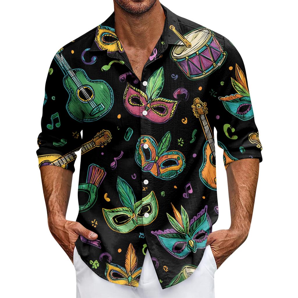 Herren Freizeit Langarmhemd mit Knopfleiste