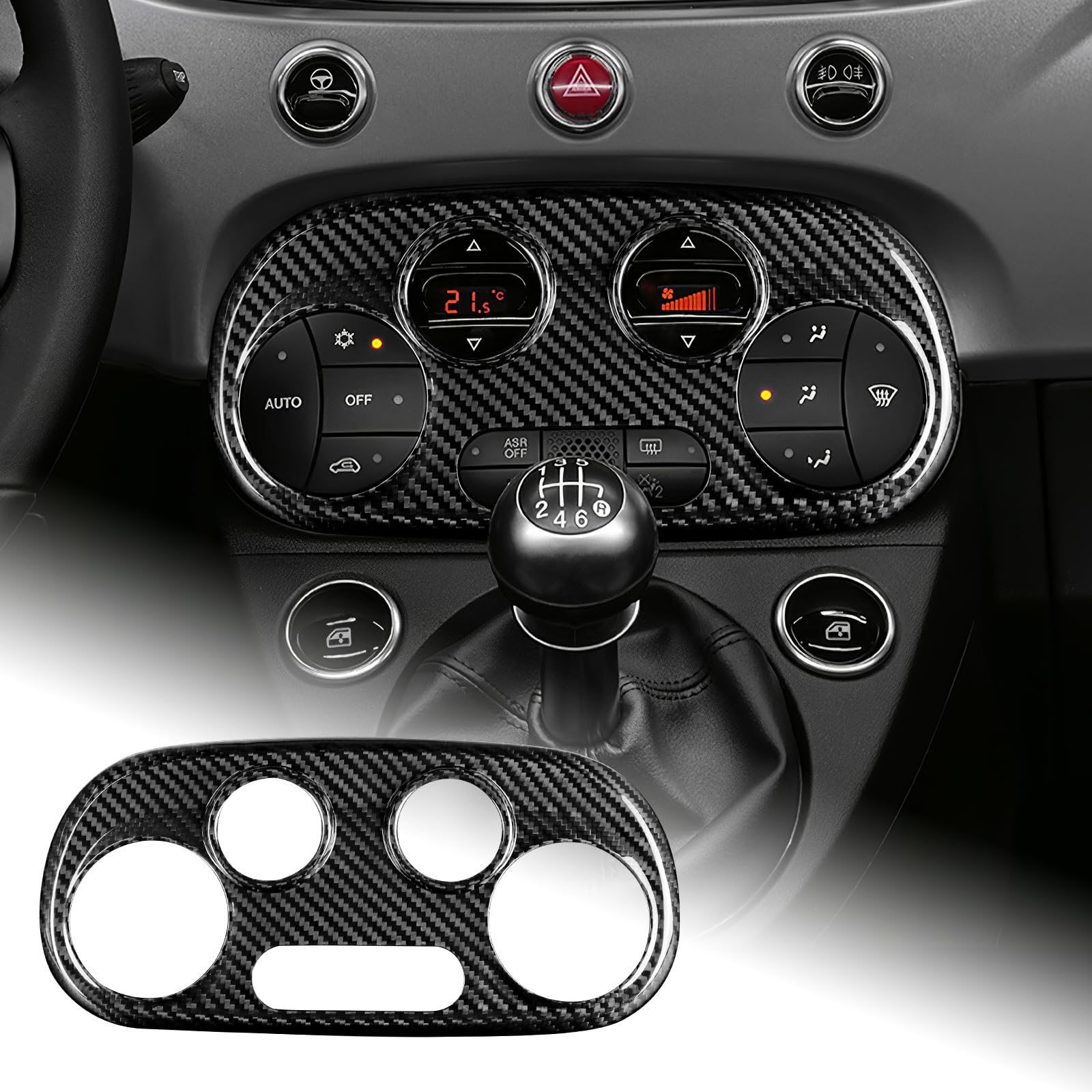

AIRSPEED Carbon Fiber Interior Garnish for Abarth and Fiat This stylish central control air conditioning button protection panel cover sticker adds a чёрный