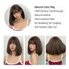 HAIRCUBE Short Brown Synthetic Natural Wig for Women Straight Shoulder Length Brown Hair With Bangs Heat Resistant Daily Cosplay