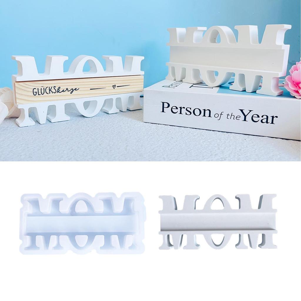 MOM Insert Holder Silicone Mould Mother's Day DIY Gift Plaster Drip Mould