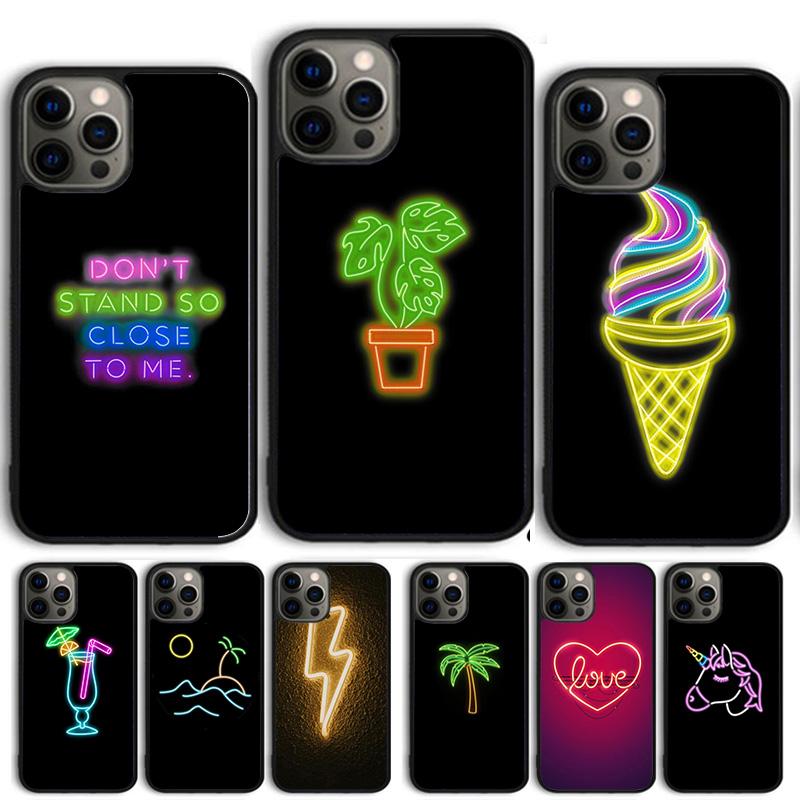 Neon Light Aesthetic Art Coque Shell For iPhone 17 Air 15 16 14 13 12 Pro Max 11 Pro Max Plus Phone Case Cover