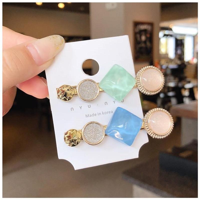 Fashion Hair Pins Side Clip Set Sweet Acrylic Waterdrop Hair Barrettes For Women Girls Korean Geometric Hair Accessories Jewelry