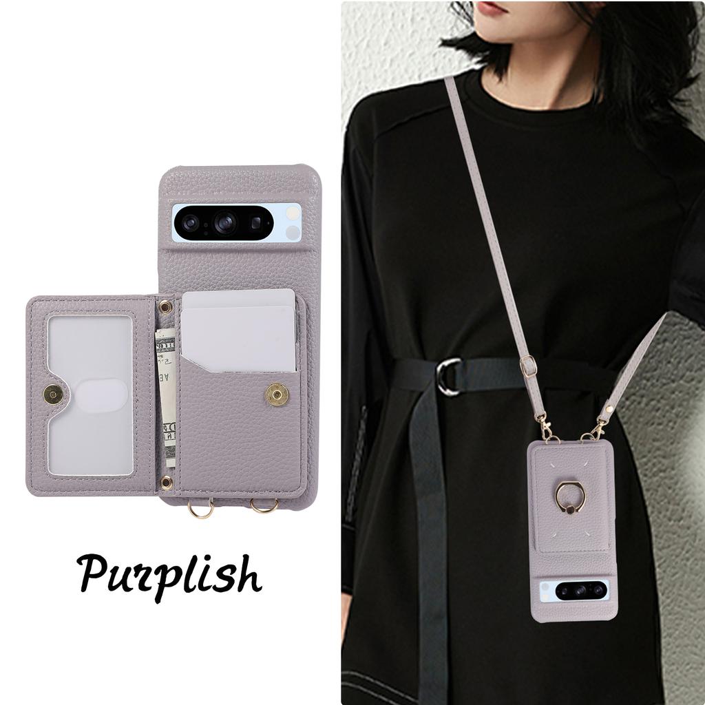Crossbody Cards Bag Wallet Leather Ring Holder Case For Google Pixel 8 Pro 8A 7A 7Pro Long Lanyard Rope Kickstand Pocket Cover