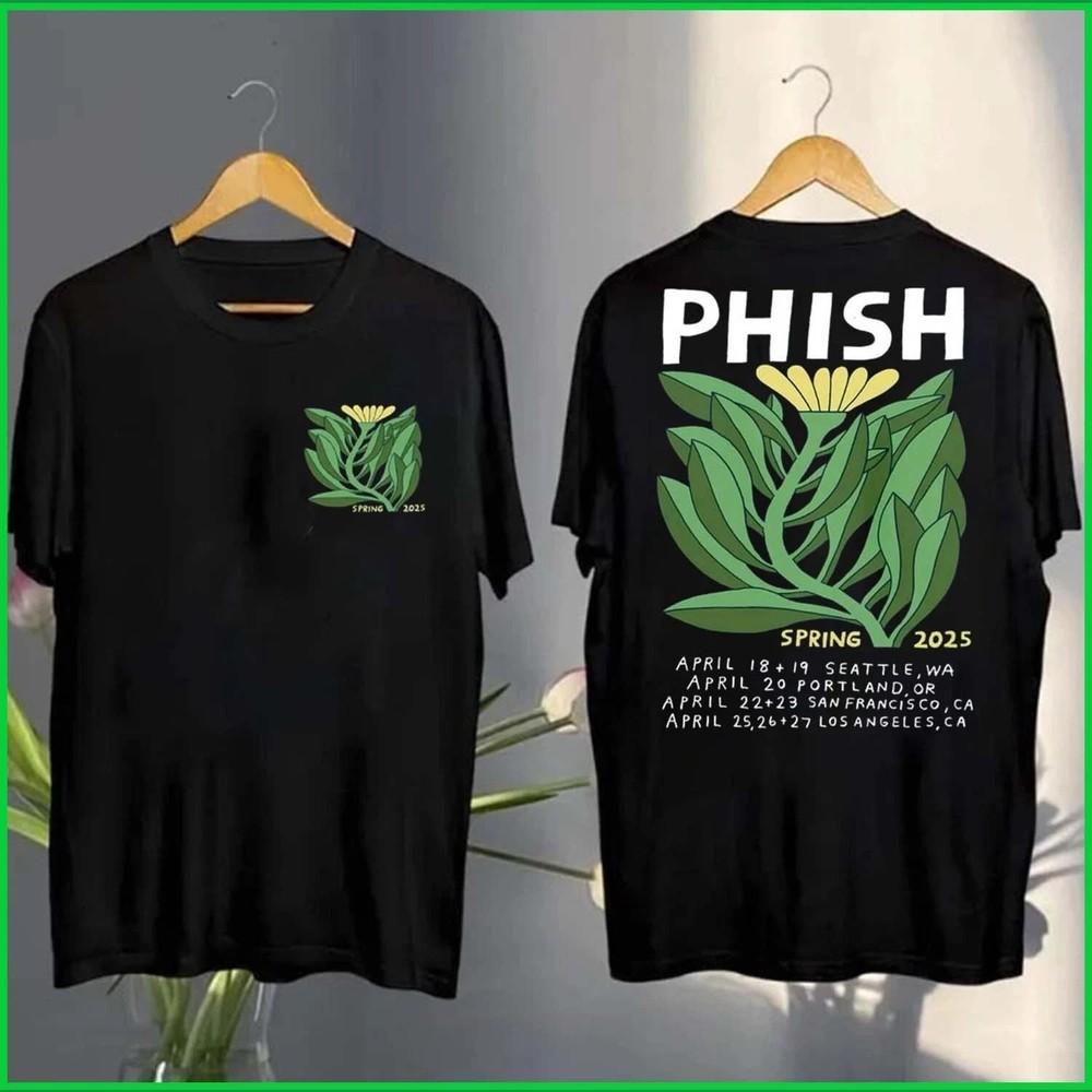 Phish Весенний тур 2025 Даты тура Цветочное искусство Мерч Двусторонний унисекс футболка M655 Унисекс футболка M