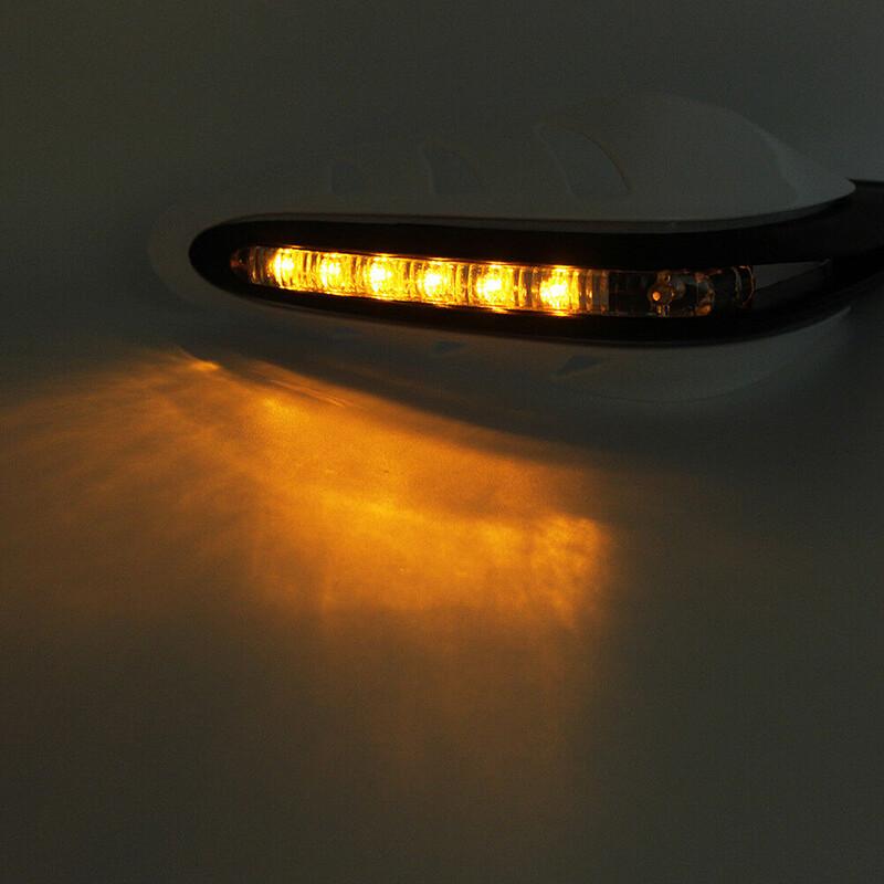 2pc 7/8'' Motorcycle Brush Hand Guards LED Turn Signal Light Handguard Protector