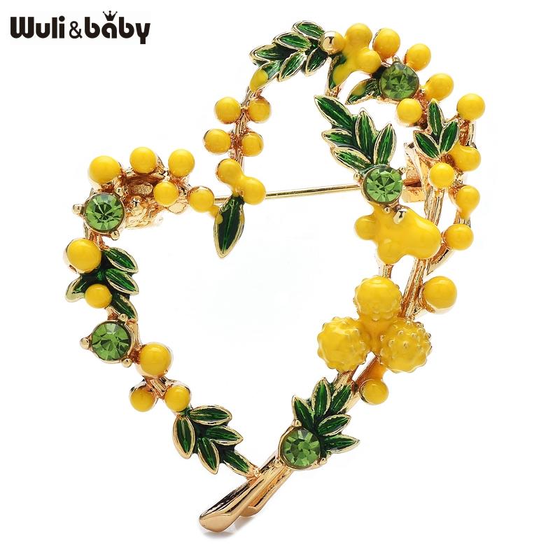 

Wuli&baby Beautiful Fruits Heart Brooches For Women Unisex 2-color Enamel French Style Love Party Office Brooch Pins Gifts жовтий
