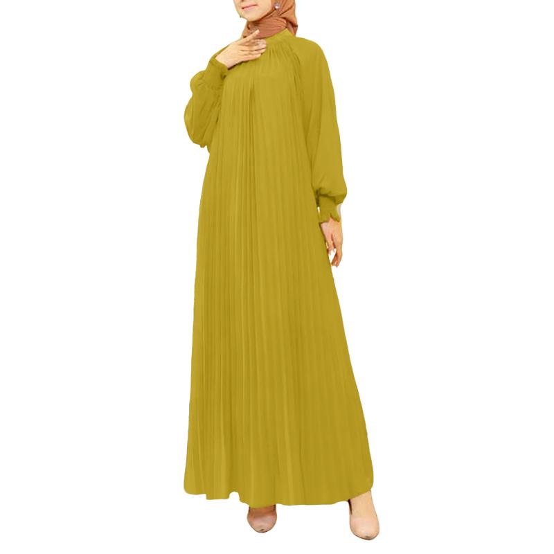

ZANZEA Women Stand Collar Loose Casual Long Sleeve Long Dress 5XL жёлтый