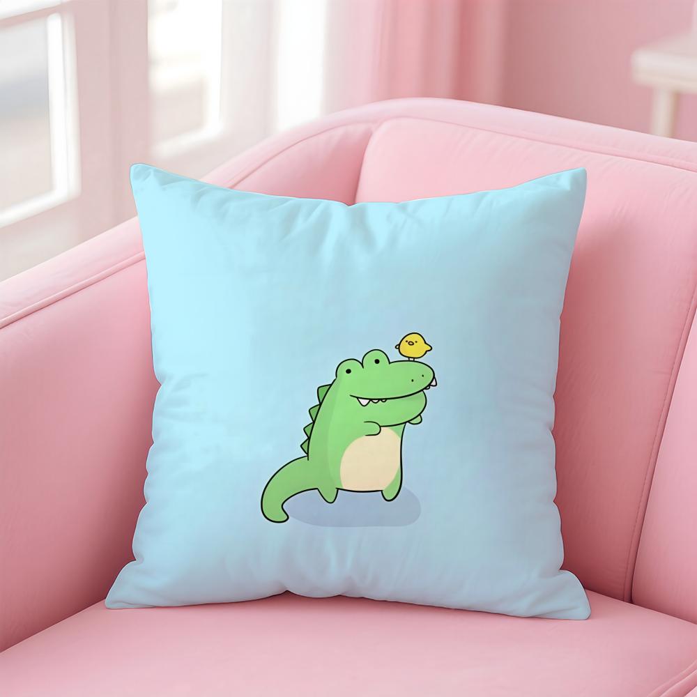 Cute Cartoon crocodiles Cushion Cover Pillowcase Short Plush Invisible zipper Room Sofa Cushion Cover