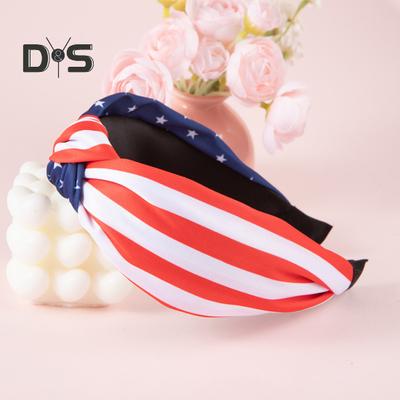 American Flag Headband Women Girls Red White Blue Elastic Hair Hoop Anti-Slip Knot Design Headgear Patriotic 4th of July Hair Accessories