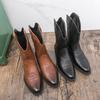 Men's Handmade Cowboy Boots for Men Genuine Leather Retro Western Boots with Pointed Toe for Riding, Horseback, Country Style