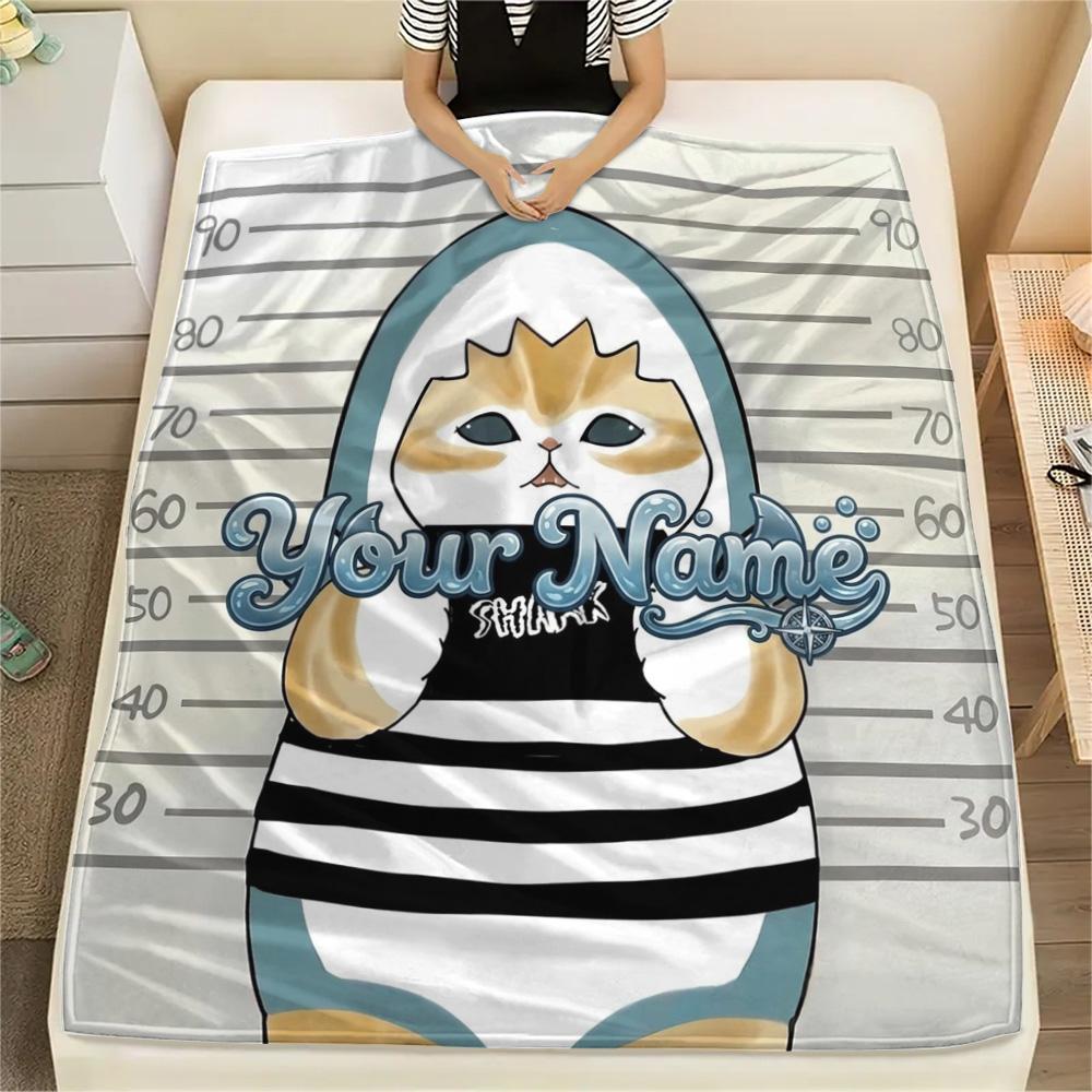 1PC Cat Donut Duo Custom Name Patterned Flannel Blanket Suitable For All Seasons For Home Decor Warmth And Comfort Gifts Holiday Present