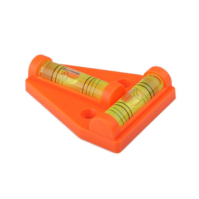 T-Shaped Red-Orange Plastic Bubble Level with Hole Installation