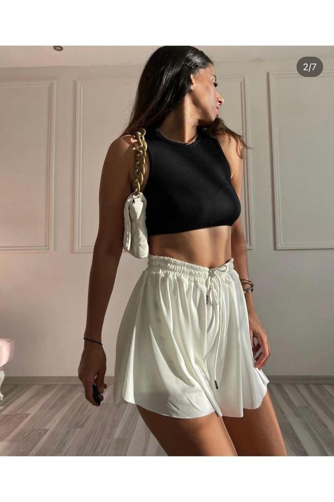 Medias de corte holgado para mujer Falda corta deportiva Negro