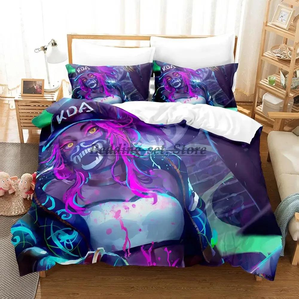 Kda The Baddest Bettwäsche-Set Einzelbett Twin Full Queen King Size Bettset Aldult Kinderzimmer Bettbezug-Sets Anime Bettlaken-Set