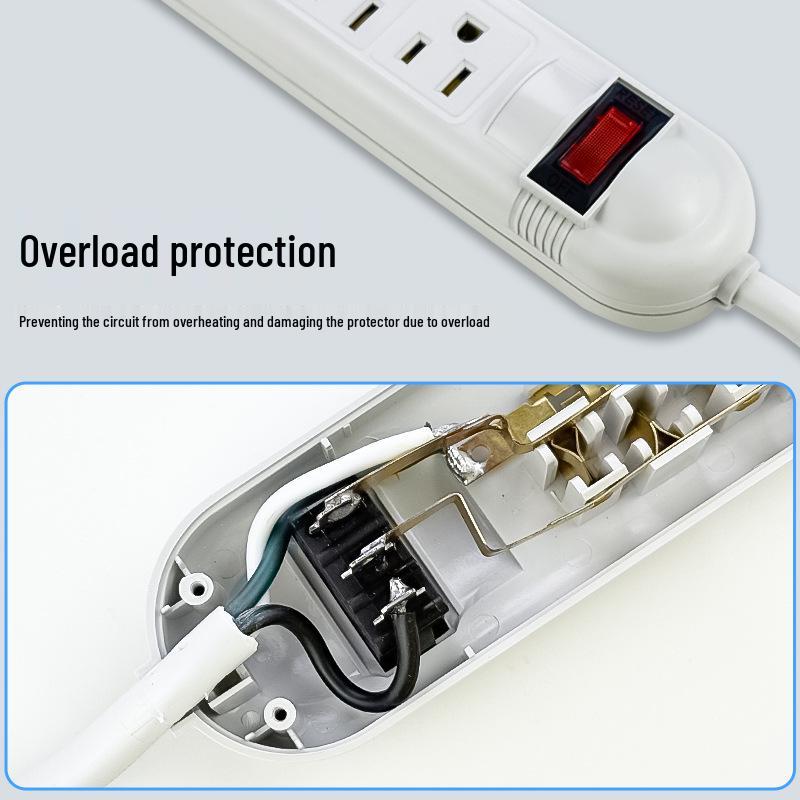UL Certified 15A 110V Power Strip with US Plug and Overload Protection for Cross-border Use