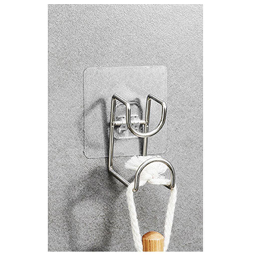 Adhesive Hooks Stainless Steel Punch Free Wall Mounted Sticky Wall Hangers for Kitchen Bathroom
