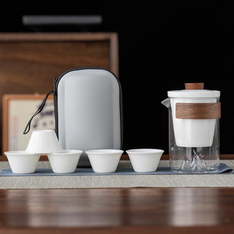 Yi Pan Nordic Mutton-fat Jade Porcelain Travel Tea Set