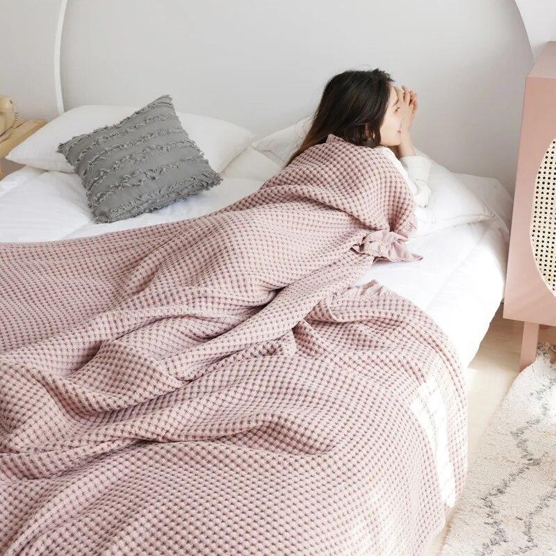 Waffle Towel Cotton Quilt Edge Towel Blanket Blanket Summer Cool Quilt Air Conditioner Quilt