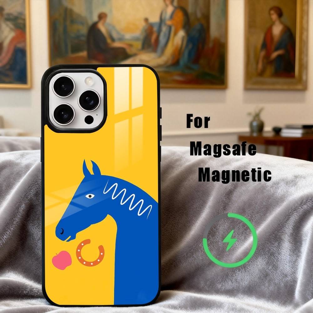 

H-horse Art Phone Case For iPhone17,16,15,14,13,12,11 Plus,For Magnetic Wireless Charge Cover iphone16e