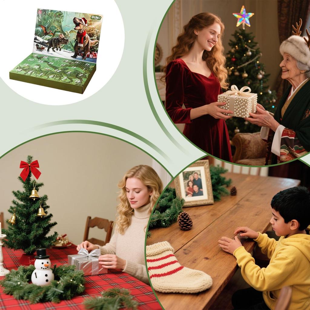 Christmas Dinosaur Advent 24 Days Kids Christmas Countdown Calendar Toy Holiday Party Supplies for Apartment Dormitory Room