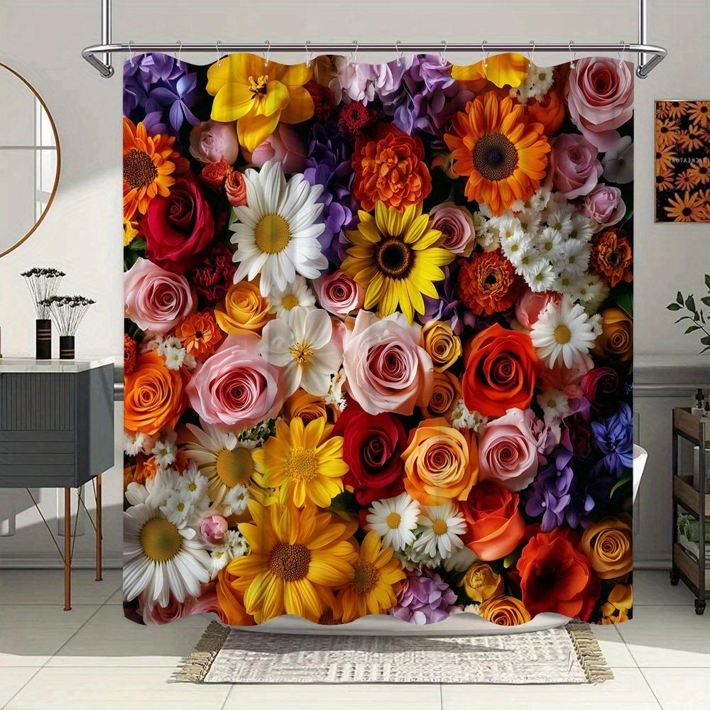 

Яркий Цветочный Букет Шторка для Душа - Водонепроницаемая, Устойчивая к Плесени, с Цветным Цветочным Дизайном для Живой и Элегантной Ванной Комнаты W90XH180cm