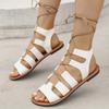 Fashion Women's Nude Lace-up Flat Sandals Summer  Fashionable Elegant Gladiator Shoes Open Toe Designer Women's Shoes Zapatos De Mujer