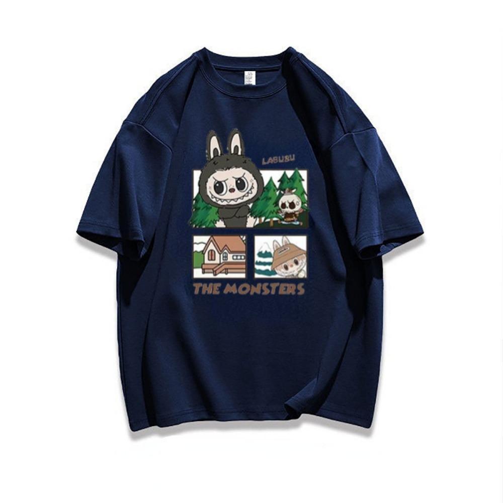 

Женская футболка с принтом LABUBU, модная и универсальная, с круглым вырезом и короткими рукавами, летний повседневный уличный топ S