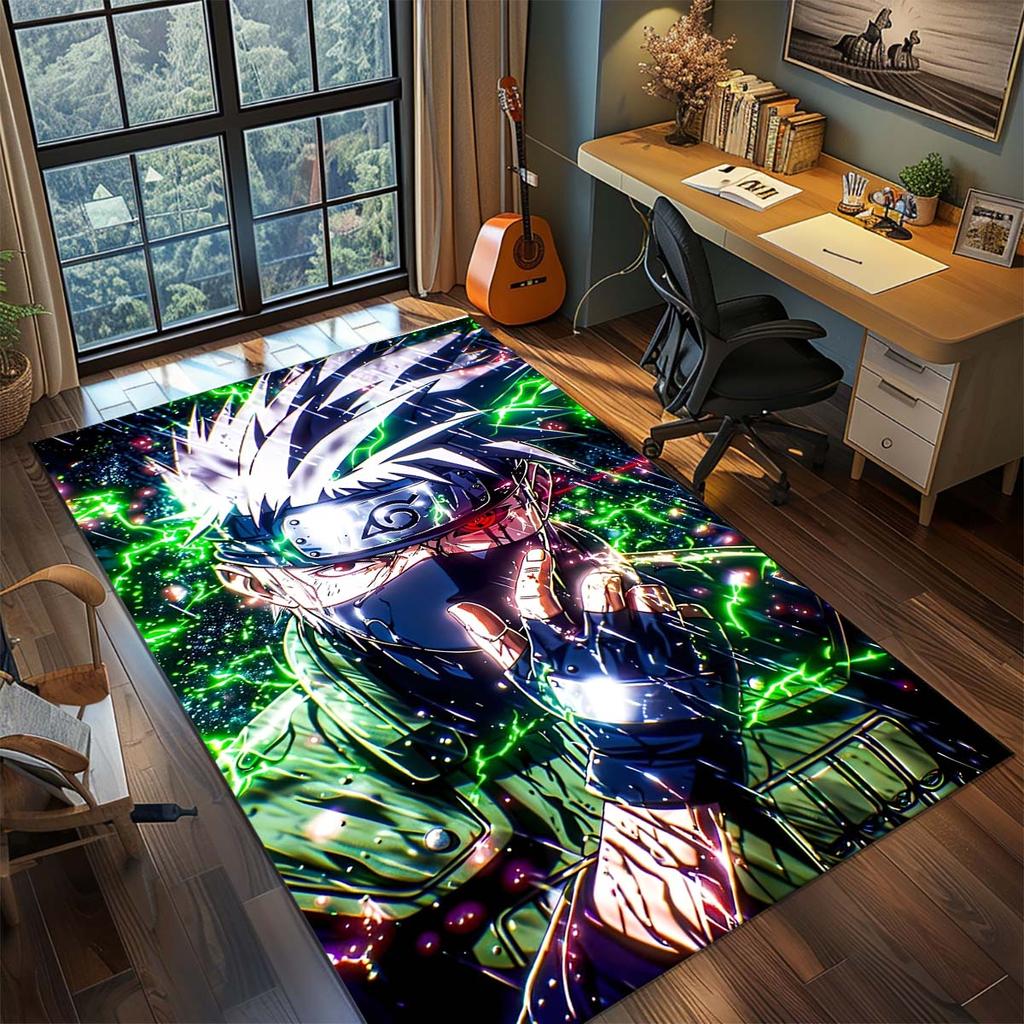 Tappeto Anime Naruto Tappeto Tappeto Grande Area Tappetino Pavimento Antiscivolo Lavabile Stanza Gamer Camera da Letto Decorazione Casa -QJY