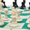 Portable Chess Traditional Chessboard Set for Tournament Club with Green Roll-up Board + Plastic Bag Chess Game