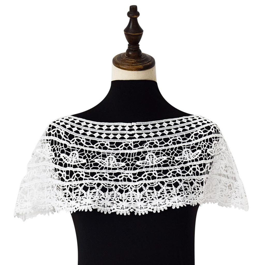 Fashion Lace Shoulder Wrap with Embroidered Detail Breathable Hollow out Faux Lace Shawl Collar for Stylish Women