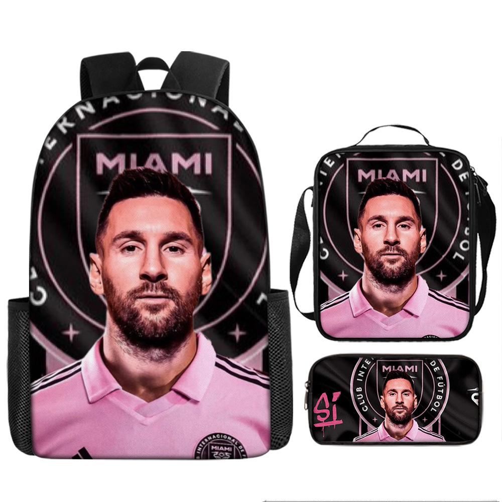 Football Schoolbag Three-Piece Backpack Pencil Bag Satchel Package Primary And Secondary School Students Schoolbag