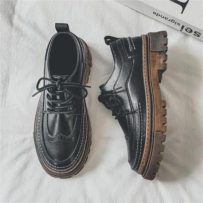 Heren Zwarte Leren Brogue Schoenen - Zomer Formeel/Casual, Britse Stijl, Jeugdig, Zacht Oppervlak, Hoogteverhogend.