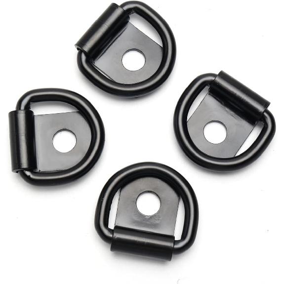 4 Pcs D-Rings Tie Down Anchor Hooks, 10Mm Fixing Hole D-Ring For Pickup Truck Bed Deck Rails T Slot Nut Screw, Heavy Duty Steel D Ring For Trailer,