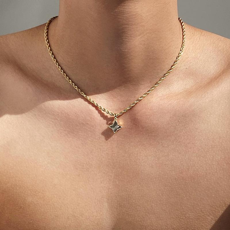 Golden Lucky Star Pendant Necklace, Simple INS Style Unisex Accessory, Perfect Gift for Casual Wear, High-quality Craftsmanship Fashion Accessory