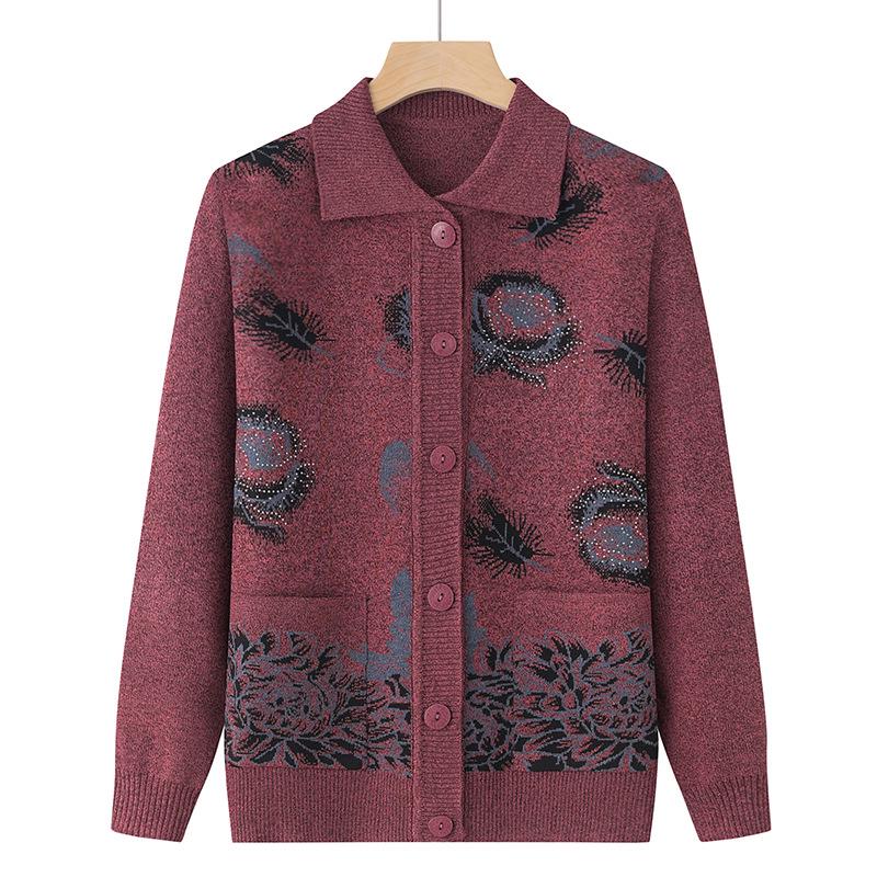 Grandma's Knitted Cardigan: Lightweight Spring Sweater for Elderly Women