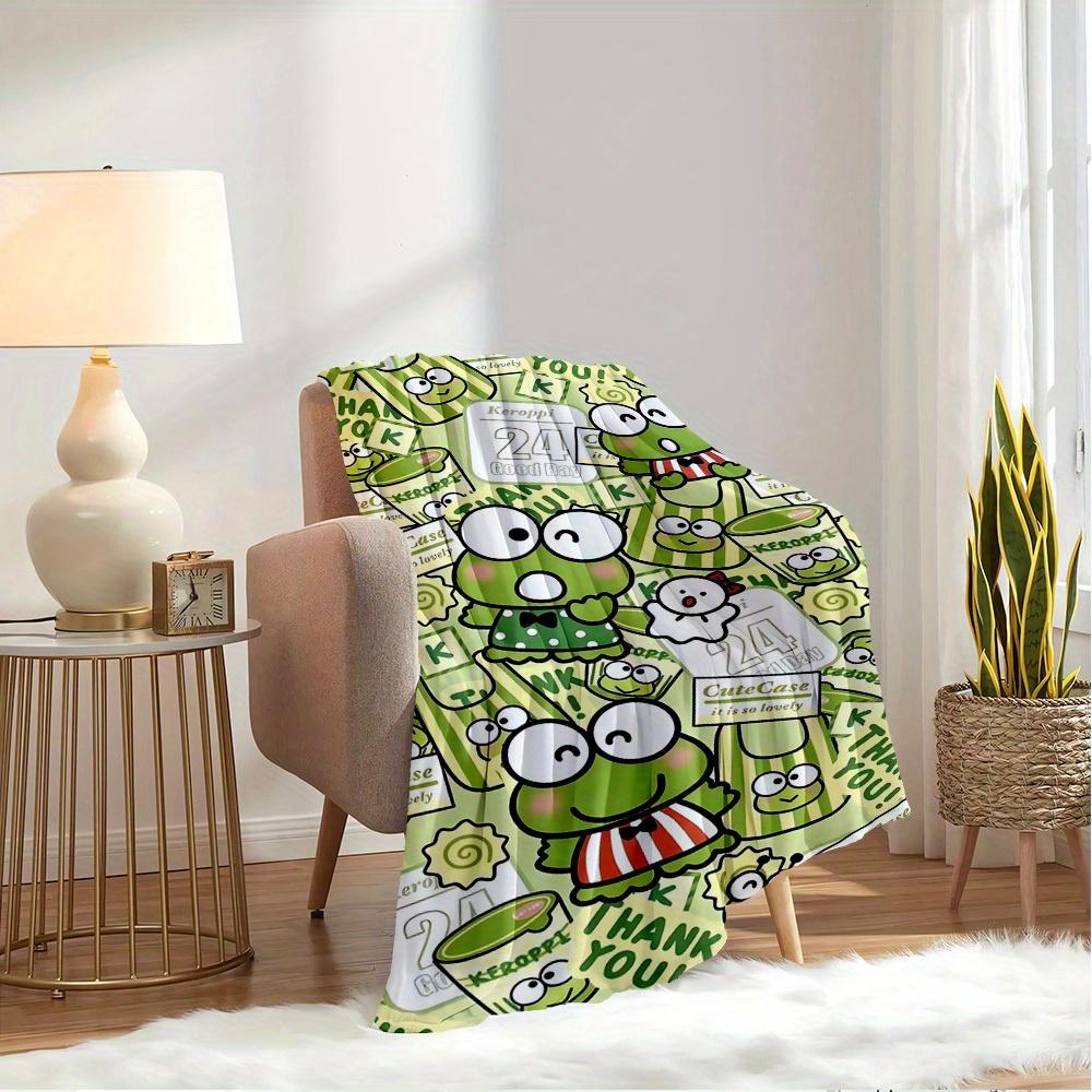 1pc?? Cute Keroppi Frog Sticker Home Decor Blanket - Seasonal Universal Comfortable Washable Gift for All Ages, Suitable for All Families, A