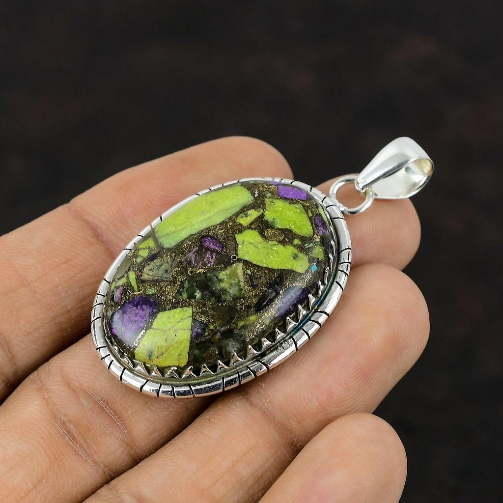 Hänge med kopparstichtit Högkvalitativt ädelstenshänge 925 Sterlingsilverhänge Helt nya smycken Handgjort Boho-hänge Jubileumsgåva