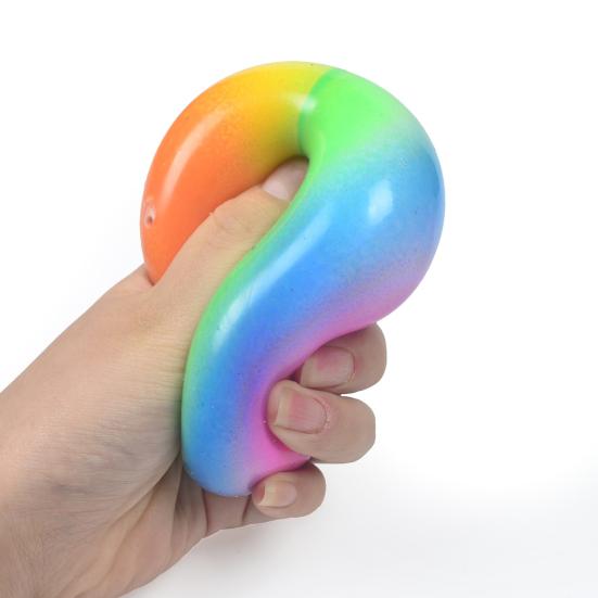 Stress Relief Flour Ball Toy Rainbow Color Changing Stress Ball Fidget Toy Home Office Desk Toy Decompression Gadget