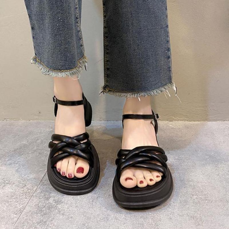 Fashion Summer New Sandals Women's Fashion Platform Cross-toe Sandals Comfortable Muffin Casual Women's Shoes Luxury Sandals Heels Women