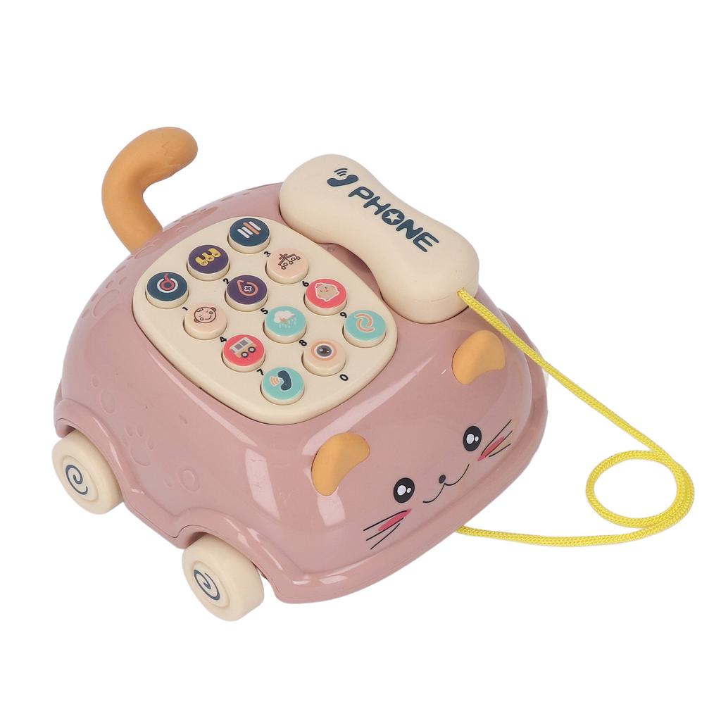 Baby Telephone Pull Toy Multiple Sounds Chinese English Voice Attractive Cat Shape Baby Music
