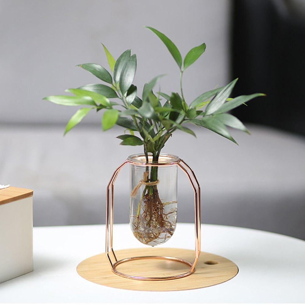 Nordischer Stil DIY Sukkulenten-Blumentopf Goldener Rahmen Transparent Hydroponischer Blumentopf Heimdekoration Schreibtischschmuck Blumenvase