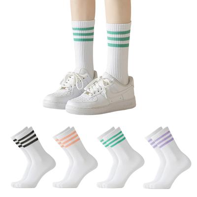 4 Pairs Crew Socks Retro Style Cotton Quarter Athletic Basic Socks Vintage Casual Knit Cotton Comfortable and Breathable Socks Ankle Socks Ruffle Crew
