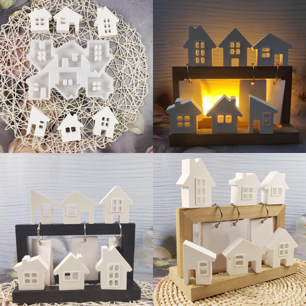 6-in-1 House Resin Silicone Molds Molds for Epoxy Resin Home Decoration X3UC China Mainland